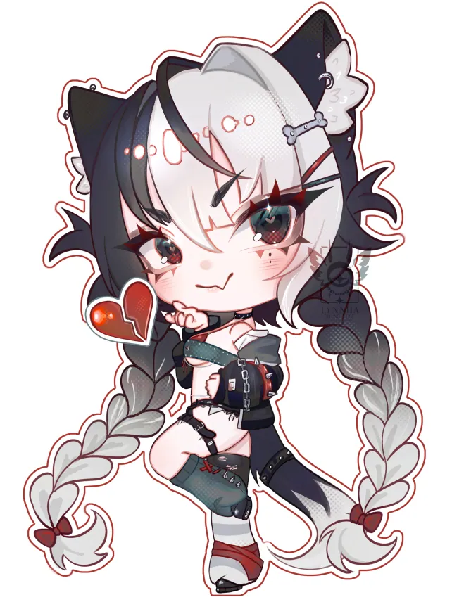 A detailed chibi illustration of VelvetBlackthornVT by Lynniia